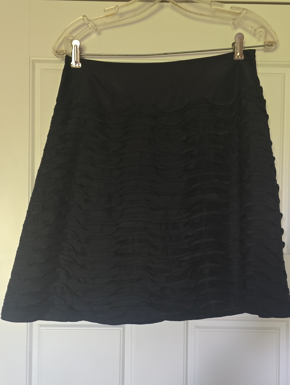 Anne Taylor Silk Black Ruffle A-Line Skirt